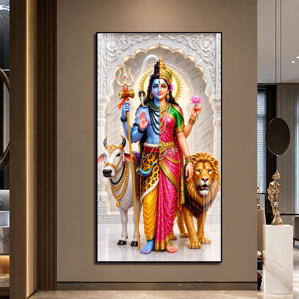 Ardhanarishvara Bhagwan Premium Acrylic Painting for Home and Office Decor