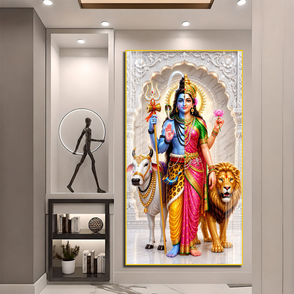 Ardhanarishvara Bhagwan Premium Acrylic Painting for Home and Office Decor