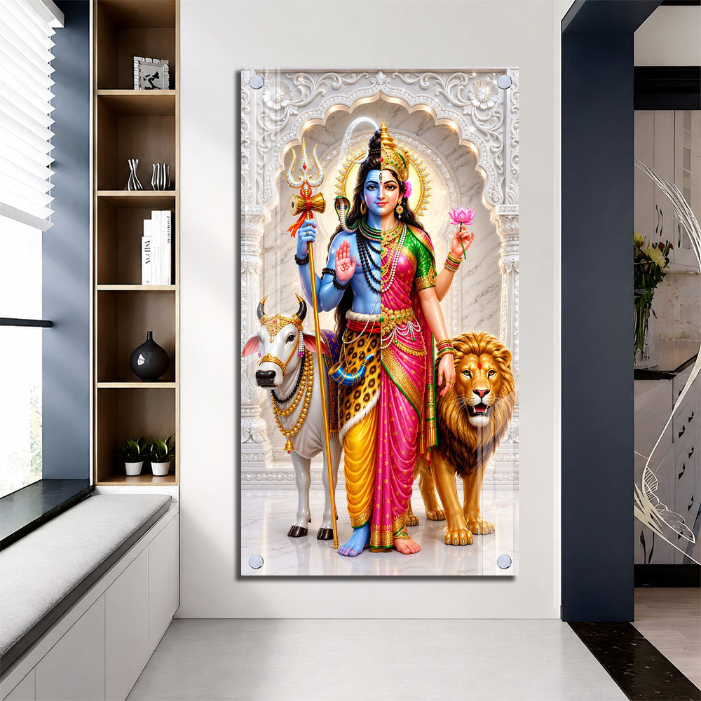 Ardhanarishvara Bhagwan Premium Acrylic Painting for Home and Office Decor