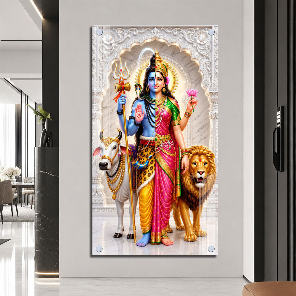 Ardhanarishvara Bhagwan Premium Acrylic Painting for Home and Office Decor