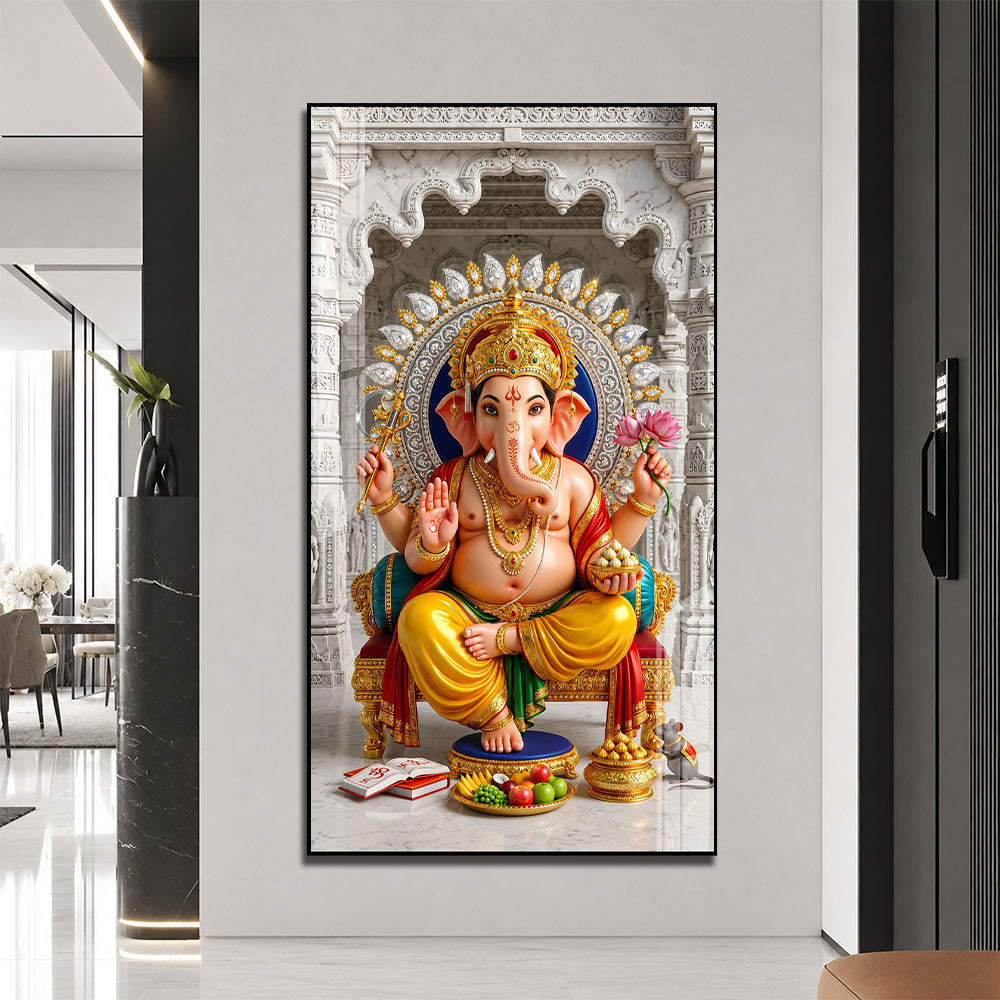 Hindu God Ganpati Bappa Acrylic Wall Art for Home Temple and Meditation Room