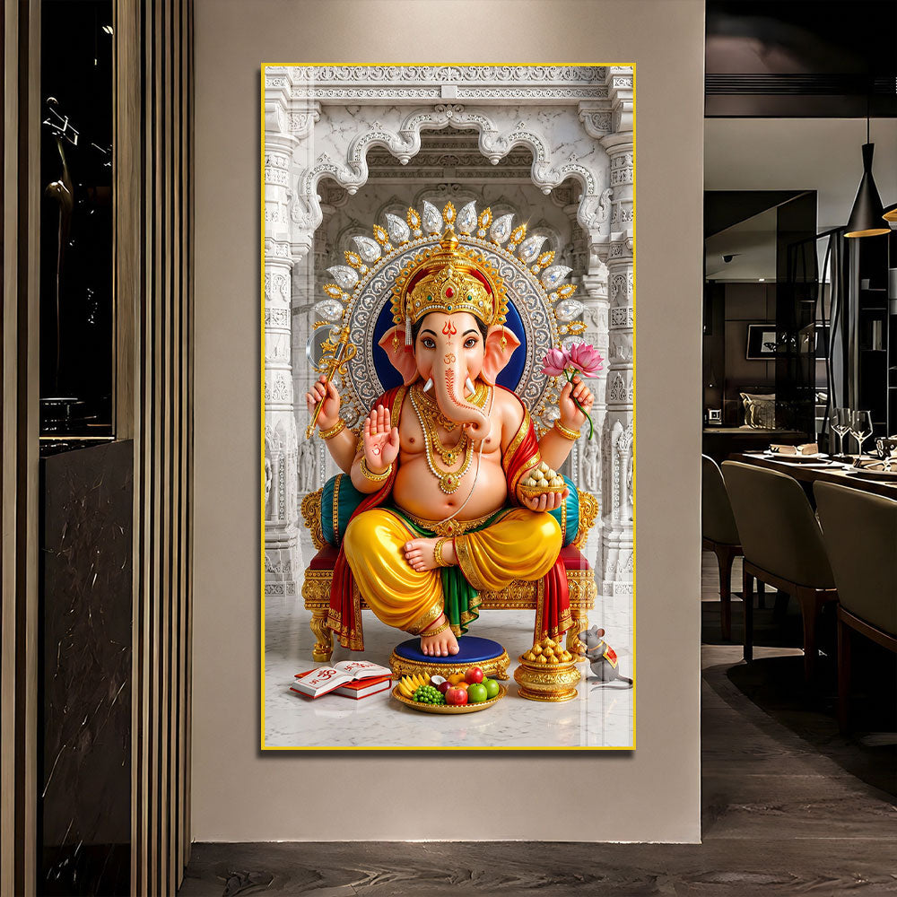 Hindu God Ganpati Bappa Acrylic Wall Art for Home Temple and Meditation Room