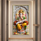 Siddhivinayak Ganesh Ji with Holy Scripture Acrylic Wall Painting for Pooja Room