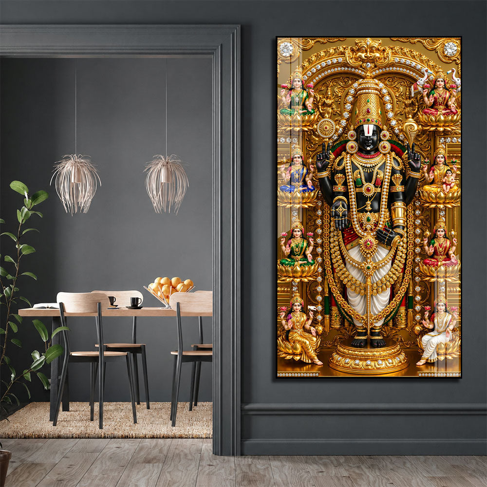 Lord Venkateswara Balaji with Ashta Lakshmi Acrylic Wall Painting for Home Decor