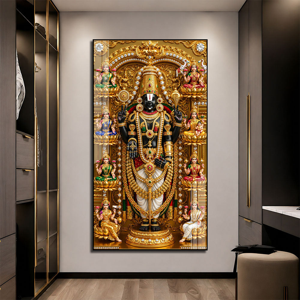 Lord Venkateswara Balaji with Ashta Lakshmi Acrylic Wall Painting for Home Decor