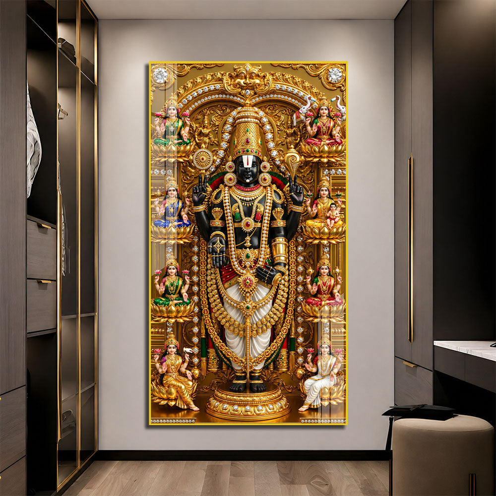 Lord Venkateswara Balaji with Ashta Lakshmi Acrylic Wall Painting for Home Decor