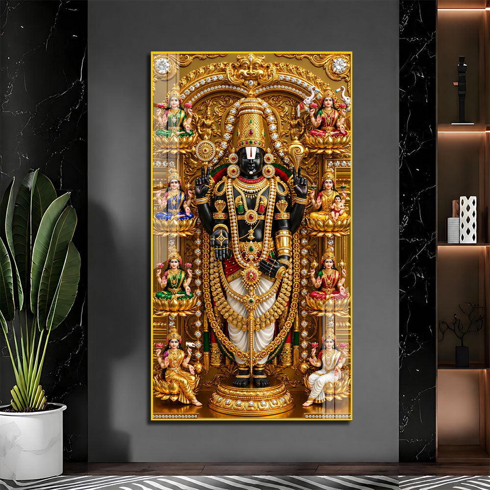 Lord Venkateswara Balaji with Ashta Lakshmi Acrylic Wall Painting for Home Decor