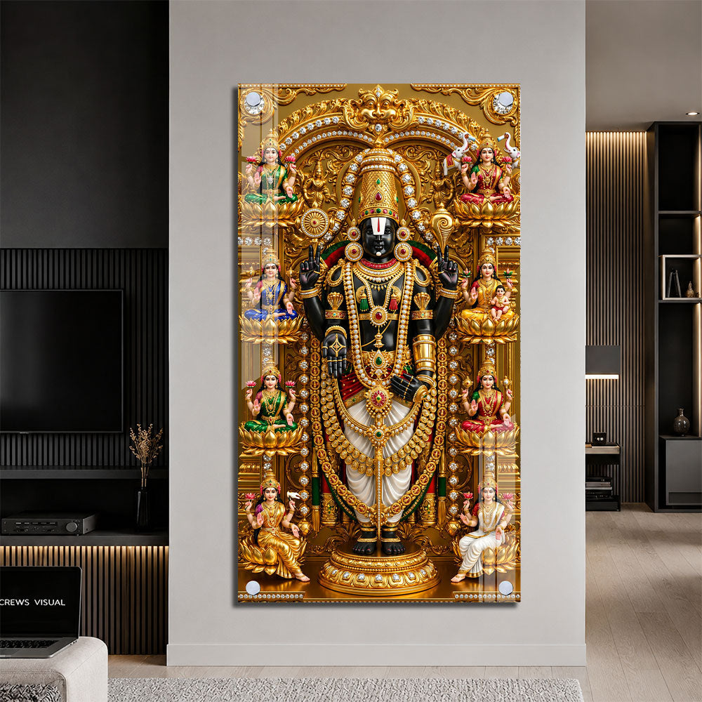 Lord Venkateswara Balaji with Ashta Lakshmi Acrylic Wall Painting for Home Decor