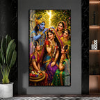 Vrindavan Radha Krishna with Gopis Premium Acrylic Painting for Living Room