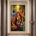 Vrindavan Radha Krishna with Gopis Premium Acrylic Painting for Living Room