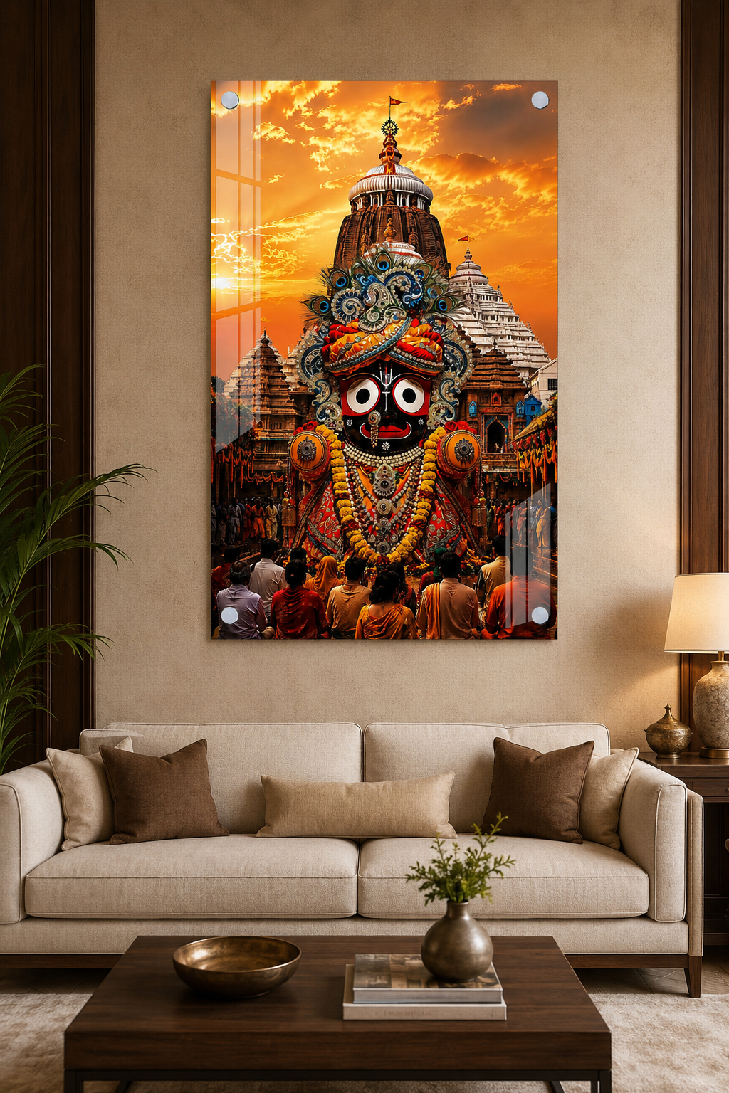 Jagannath Ji Puri Temple Acrylic Wall Art Painting | Divine Religious Home Temple Decoration