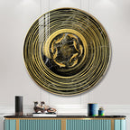 Premium Marble Texture Gold Ring Fish Art acrylic wall painting
