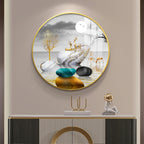 Modern Abstract Stone & Deer Art Circle Frame acrylic wall painting