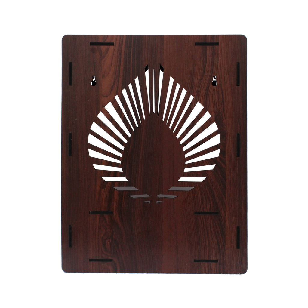 Aesthetic Wooden Temple for Home with Spacious Shelf & Inbuilt Focus Lights