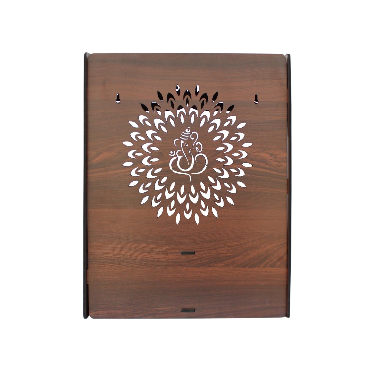 Luxurious Wood Temple for Home with Spacious Shelf & Inbuilt Focus Lights