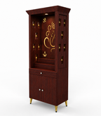 Contemporary Puja Unit with Storage and Designer Ganesha Back