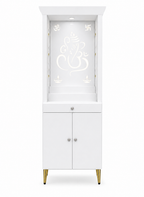 Contemporary Puja Unit with Storage and Designer Ganesha Back