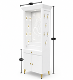 Contemporary Puja Unit with Storage and Designer Ganesha Back