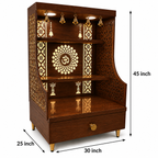 Small Home Mandir with Storage and Carved Floral Side Panels