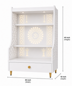 Small Home Mandir with Storage and Carved Floral Side Panels
