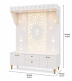 Spacious Wooden Pooja Mandir with Backlit Om Design and Storage