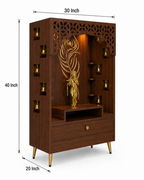 Designer Floor Pooja Mandir with LED Panel and Krishna Theme