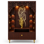 Designer Floor Pooja Mandir with LED Panel and Krishna Theme