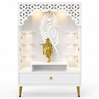 Designer Floor Pooja Mandir with LED Panel and Krishna Theme