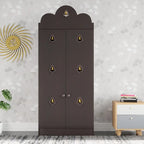 Luxurious Dark Brown Finish Wooden Floor Temple with Bells for Home & Office