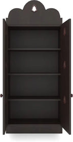 Luxurious Dark Brown Finish Wooden Floor Temple with Bells for Home & Office
