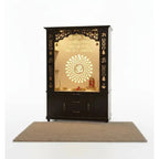 Luxury Brown Finish Wooden Floor Temple for Home & Office with LED OM Panel Drawer & Cabinet Storage for Home & Office