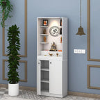 Premium White Finish Wooden Floor Temple with Spacious Storage Cabinet for Home & Office Spaces
