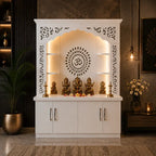 Premium White Wooden Floor Temple with Storage Space for Home