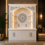 Premium White Wooden Floor Temple with Storage Space for Home