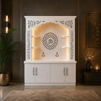 Premium White Wooden Floor Temple with Storage Space for Home