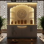 Premium White Wooden Floor Temple with Storage Space for Home