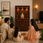 Premium Wooden Floor Temple with Spacious Drawer & Door Storage for Home & Office