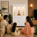 Premium Wooden Floor Temple with Spacious Drawer & Door Storage for Home & Office