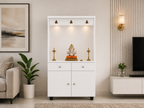 Premium Wooden Floor Temple with Spacious Drawer & Door Storage for Home & Office
