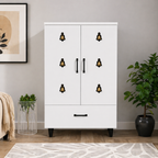 Compact Wooden Floor Temple with Bell Design Door & Spacious Storage Drawer for Home