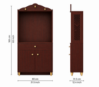 Attractive White Arch Design Dark Brown Finish Wooden Pooja Temple for Home & Office with Side Jali Panels & Drawer Cabinet Storage