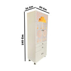 Beautiful White Wooden Floor Temple for Home & Office with LED Swastik OM Panel Drawer & Cabinet Storage