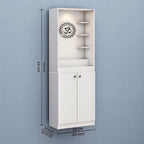 Luxurious White Finish Wooden Floor Temple with Om LED Back Panel & Spacious Drawer Storage Cabinet for Home & Office