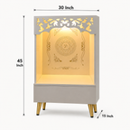 Compact Home Mandir With Om Back Panel And Platform Storage