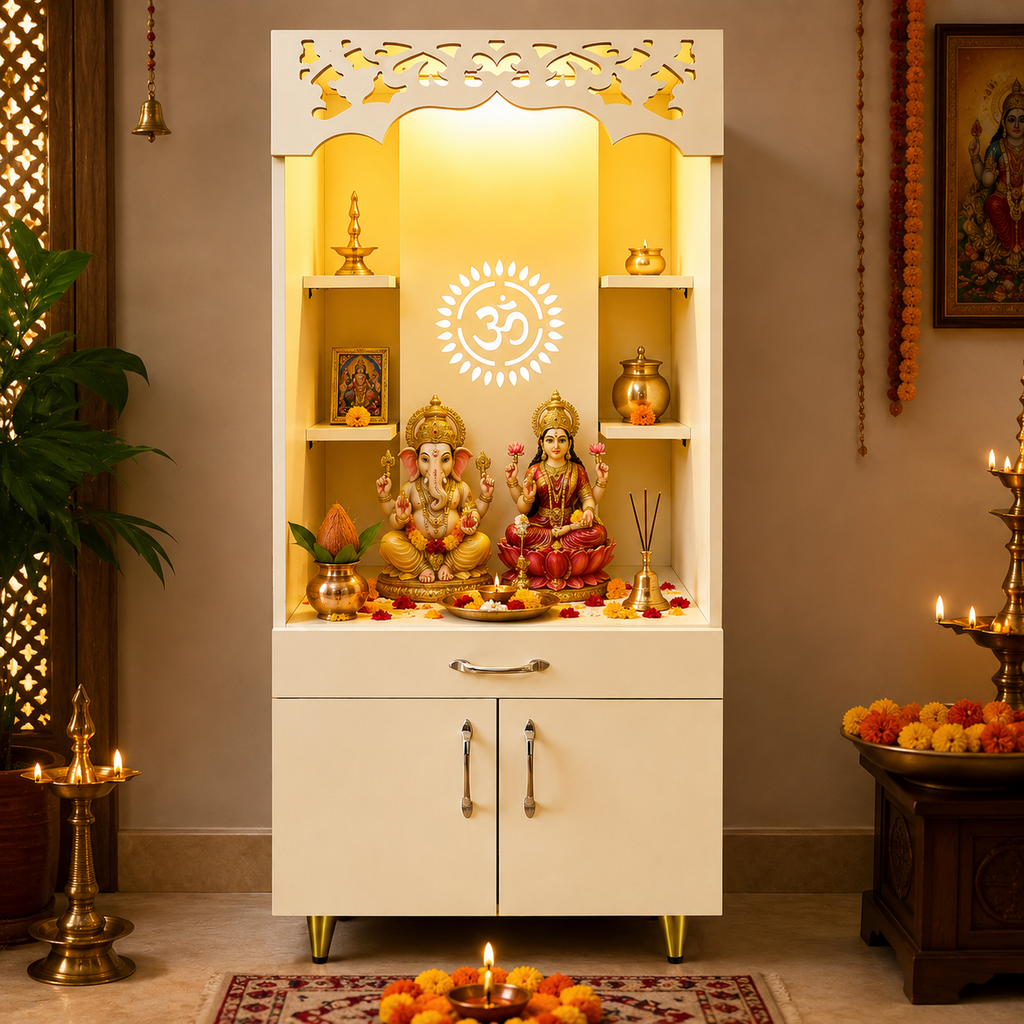 Home Temple Cabinet With Display Shelves And Storage Base