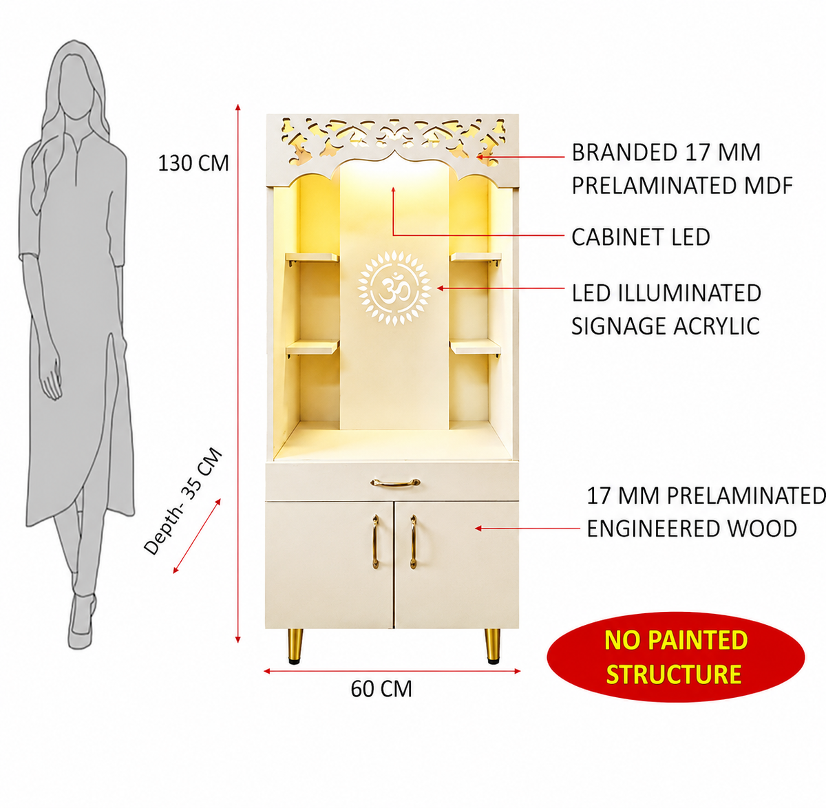 Home Temple Cabinet With Display Shelves And Storage Base