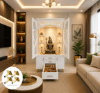 Decorative Wooden Temple With Doors Shelves And Storage Base