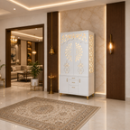 Decorative Wooden Temple With Doors Shelves And Storage Base