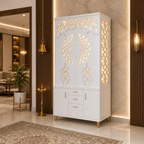 Decorative Wooden Temple With Doors Shelves And Storage Base