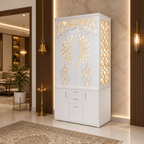 Decorative Wooden Temple With Doors Shelves And Storage Base